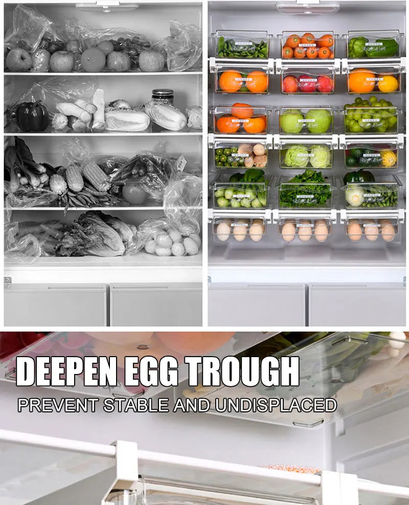 Fridge Slide Under Shelf Drawer Food Storage Organizer Box