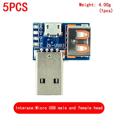 USB Male to DIP Adapter — Mini-B / Micro-B / Type-C / USB-A 2.0 / 3.0, PCB Breakout (2-Pack)