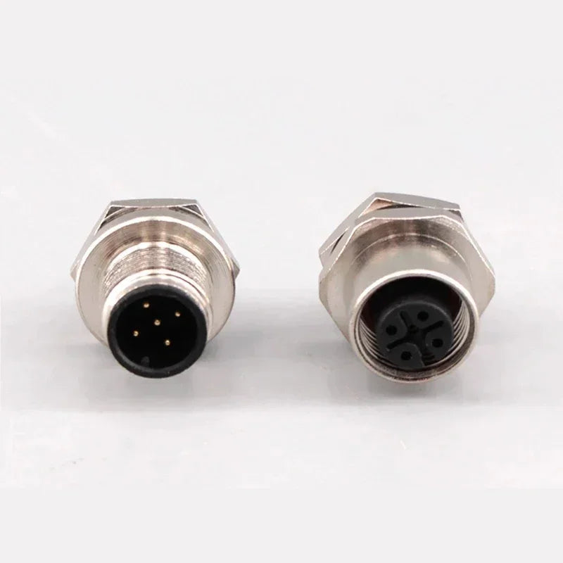 M12 4Pin 5 8Pin Sensor Connector Panel Back Mount Waterproof Flange Socket Threaded Coupling Male Female A Code Connectors