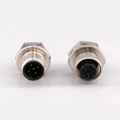 M12 4Pin 5 8Pin Sensor Connector Panel Back Mount Waterproof Flange Socket Threaded Coupling Male Female A Code Connectors