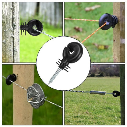 Electric Fence Insulators Self Tapping Wood Post Versatile Temperature Resistant Fence Post Insulator for Garden Farm