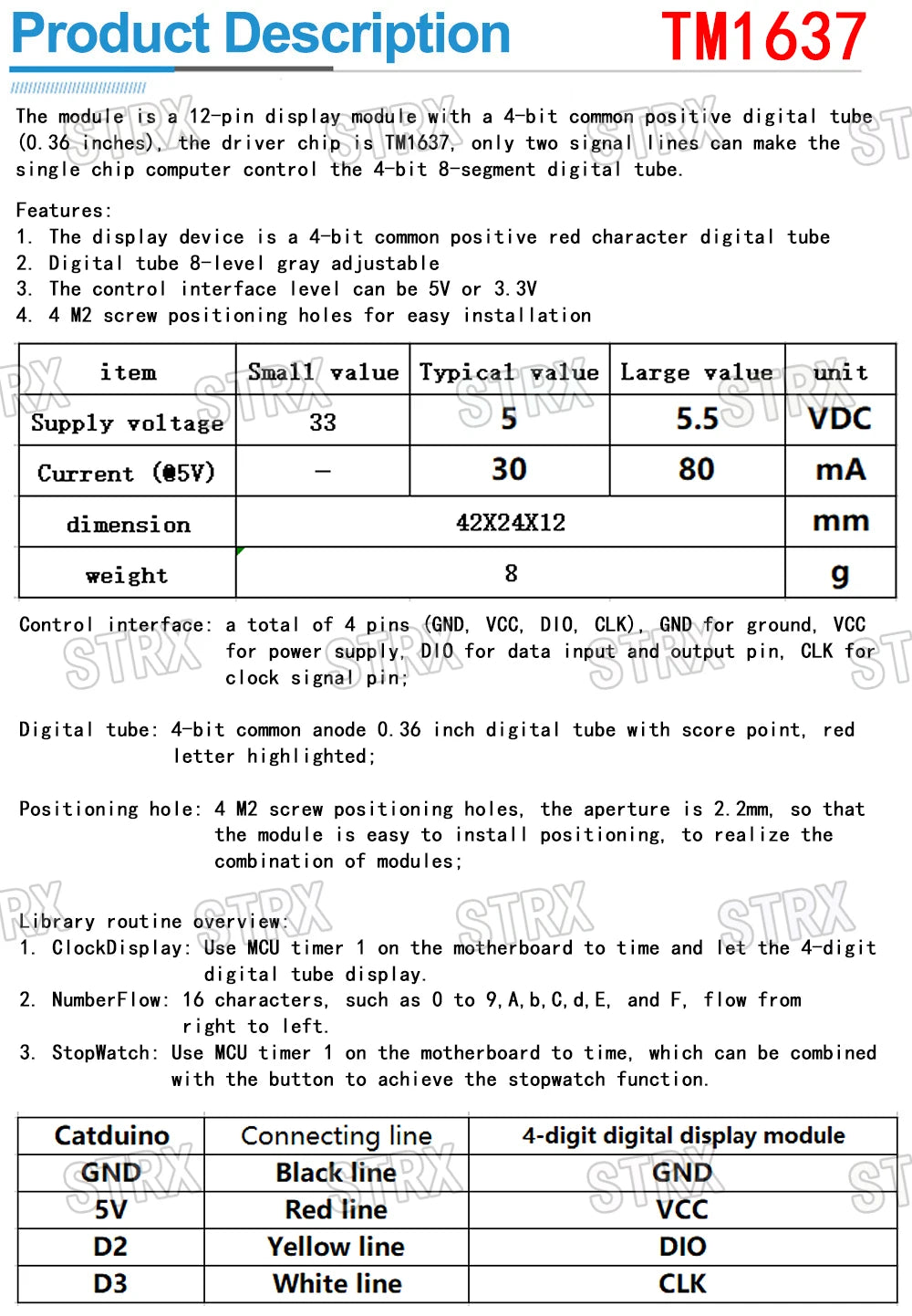 TM1637 4-Digit & MAX7219 8-Digit 7-Segment LED Display Module 0.36 Inch Clock Red Anode Tube