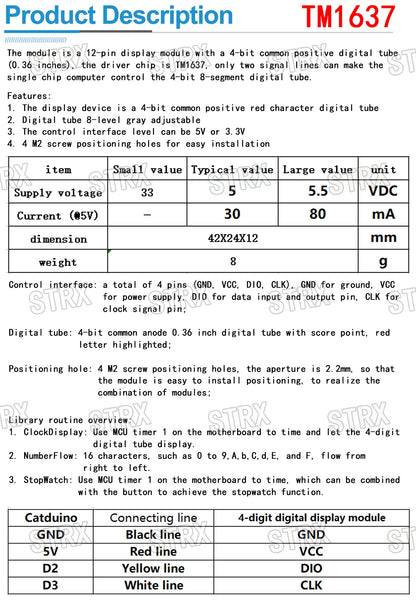 TM1637 4-Digit & MAX7219 8-Digit 7-Segment LED Display Module 0.36 Inch Clock Red Anode Tube