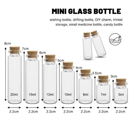 Mini Glass Bottles with Cork Stoppers DIY Wishing Vials 50/10PCS