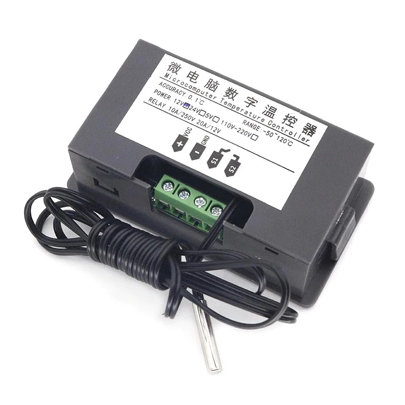 W3230 Digital Temperature Controller LED Thermostat with Heating and Cooling Switch, DC 12/24V or AC 110/220V