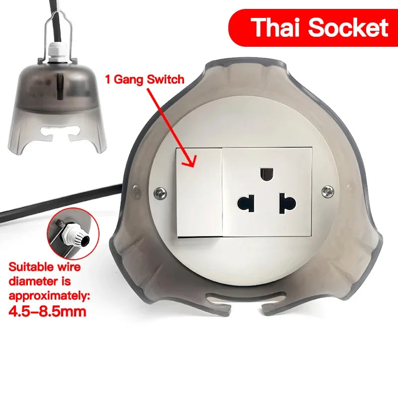 Outdoor Waterproof Electrical Socket Box Weatherproof Rainproof Power Outlet with Protective Cover for Garden Patio