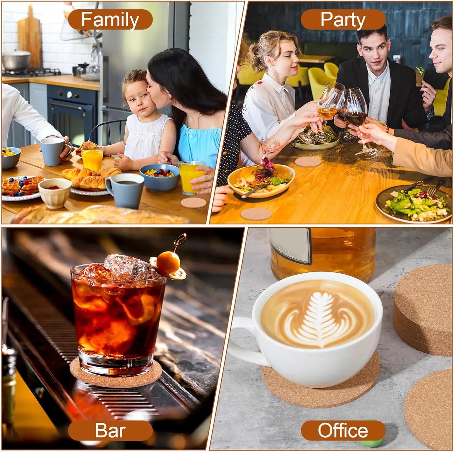 50/1PCS Non-Slip Cork Coaster Natural Round Wooden Cup Mat Heat Insulation Pads Tea Coffee Mug Drinks Holder Table Decoration