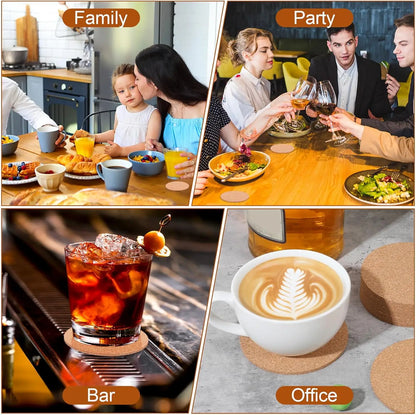 50/1PCS Non-Slip Cork Coaster Natural Round Wooden Cup Mat Heat Insulation Pads Tea Coffee Mug Drinks Holder Table Decoration