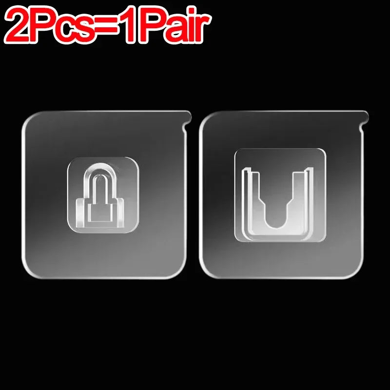 Double-Sided Hook Strong Adhesive Transparent Traceless Wall Hook for Kitchen Bedroom Storage Holder 100/2pcs