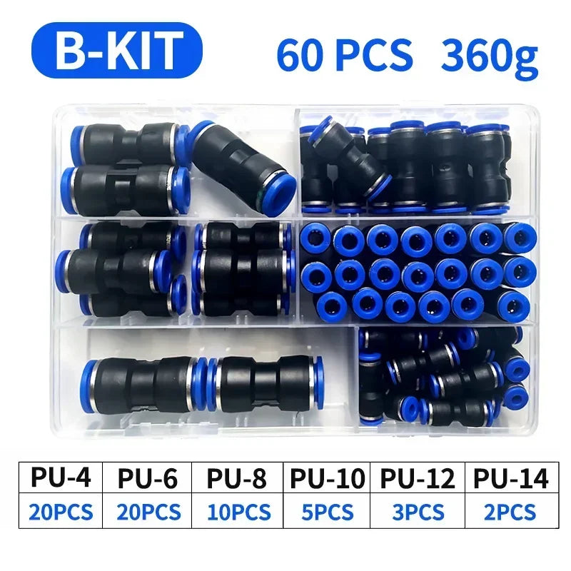 PU Pneumatic Straight Push-In Fitting — PU4 PU6 PU8 PU10 PU12, 4–12mm Air Hose Tube