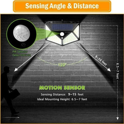 6 PCS 100 LED Solar Sensor Wall Light Outdoor Sunlight Security Street Lamp 270° Lighting Waterproof Torch Garden Night Lantern