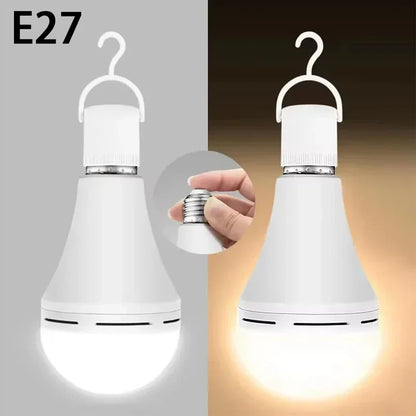 Portable E27 LED Bulb Lamps 9W 15W Rechargeable High Brightness LED Bulb Lights for Indoor Outdoor Camping Emergency Lighting