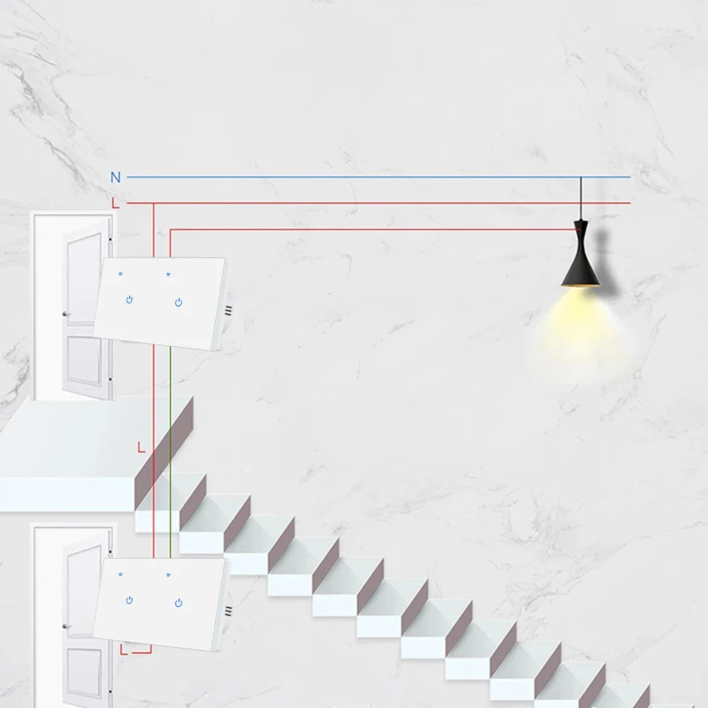 2 Way Touch Switch Voice Control Switch Energy-saving Lamp Compatible Hands-free Control For Tuya App Home Automation