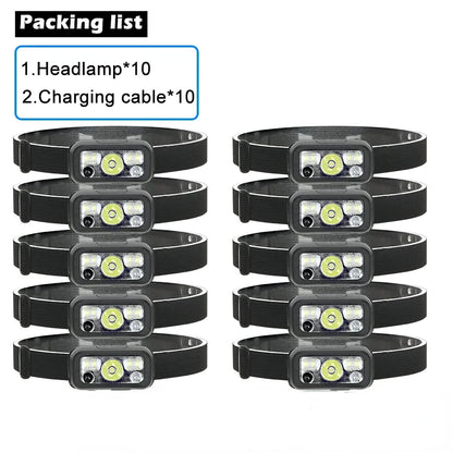Mini LED Rechargeable Sensor Headlamp Built-in Battery USB Head Flashlight Outdoor Waterproof Camping Fishing Headlight