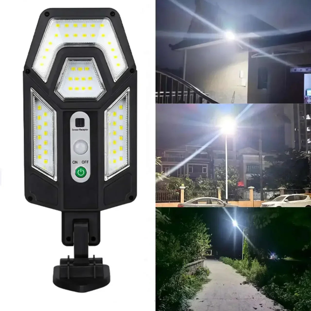 Powerful LED Solar Courtyard Wall Lamp Rechargeable Light Human Body Induction Garden Terrace Garage Door Street Lighting
