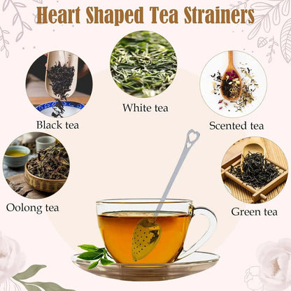10/1pc Handle Heart-shaped Tea Filter Stainless Steel Mesh Heart Shaped Tea Strainer Spoon Tea Infuser Spoon Kitchen Accessories