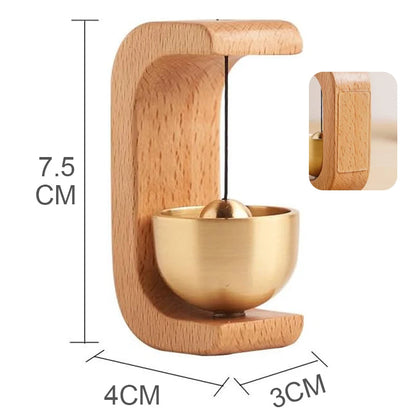 Wireless Magnetic Jingle Bell Door Chime Wooden Brass Hanging Pendant for Entrance Home Decoration