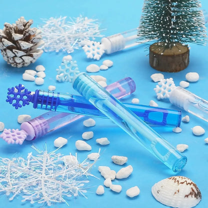 Mini Bubble Tube Toy – Snowflake Wand Tube Empty Bottle for Baby Shower, Wedding, Birthday Party & Christmas Decoration (10/100PCS)