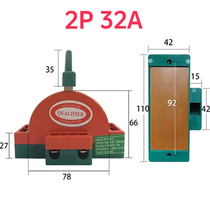 32A 63A 100A DPDT Cutter Safety Disconnect Switch  2 Pole Double Throw Knife Disconnect Switch Power Disconnect Switch