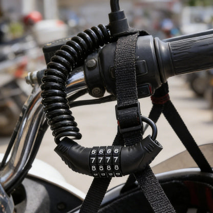 Motorcycle Helmet Lock Cable – 4 Digit Combination Anti-Theft Security Steel Wire Rope for Motorbike, Scooter & Luggage
