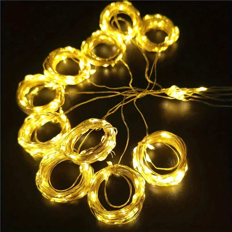 Xmas Holiday LED String Lights Remote Controlled 8 Modes Fairy Curtain USB Powered for Bedroom Living Room Decor 3x1M / 3x2M / 3x3M