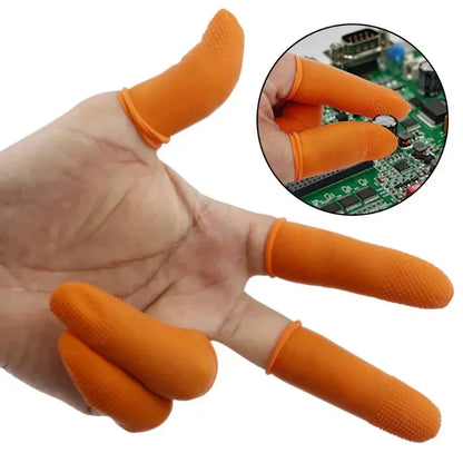 200/10PCS Latex Finger Cots Orange Thumb Caps Anti-static Industry Rubber Fingertips Protector Gloves Non-slip Finger Gloves