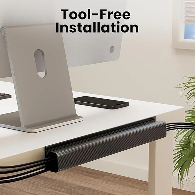 New 40cm/15.75inch Under Desk Cable Management Tray PVC Power Wire Hider Strip Cord Holder Wire Organizer Cable Raceway