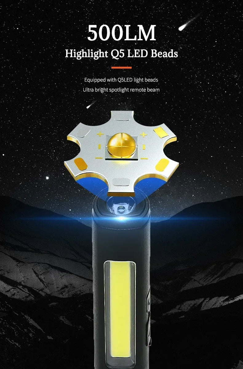 Portable UV LED Pen Light USB Rechargeable Work Lantern with Magnet