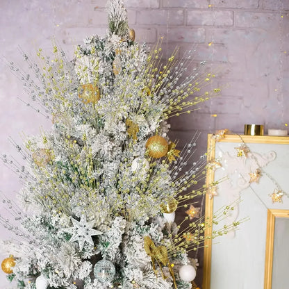 1-10pcs Gold Christmas Decorative Flash Artificial Berry Stem Decor for Christmas Tree DIY Wreath Fireplace Holiday Crafts Gifts