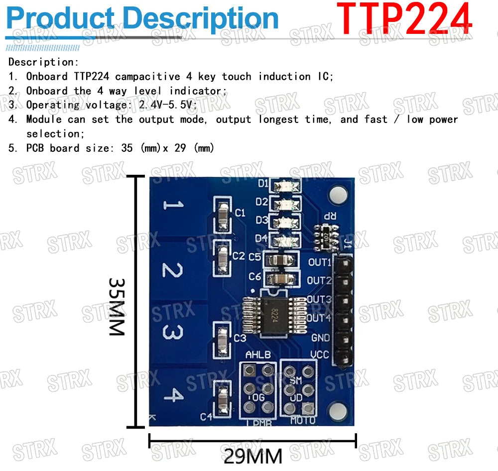 TTP223 TTP224 TTP226 TTP229 Capacitive Touch Sensor Module Digital Touch Key Switch Board