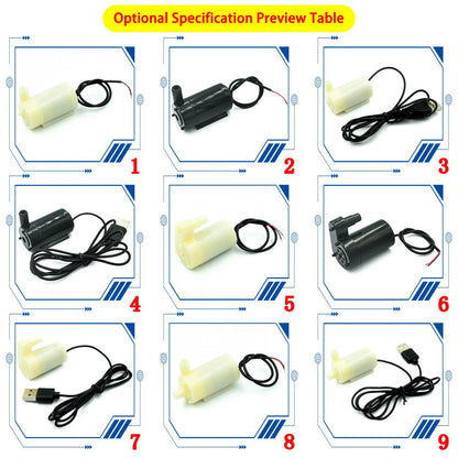 Silent Mini Submersible Water Pump DC 3V-5V for USB or Mobile Cooling
