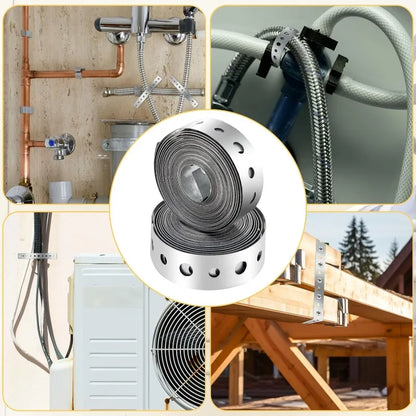 Galvanized Pipe Hanger Strap with Hole Heavy Duty Flexible Metal Strap for Pipe Support Hanging Home Renovation Hardware Tools