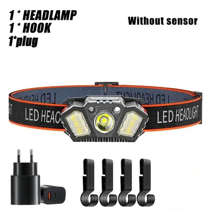 LED Induction Mini Strong Light Headlight Charging Work Light Waterproof Outdoor Multifunctional Camping Light Fishing Light