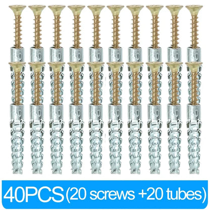 Heavy Duty Steel Wall Anchor with Screws Kit Metal Tube Expansion Self Tapping Screw Drywall Drilling Plug Fastener Bolt Anchors