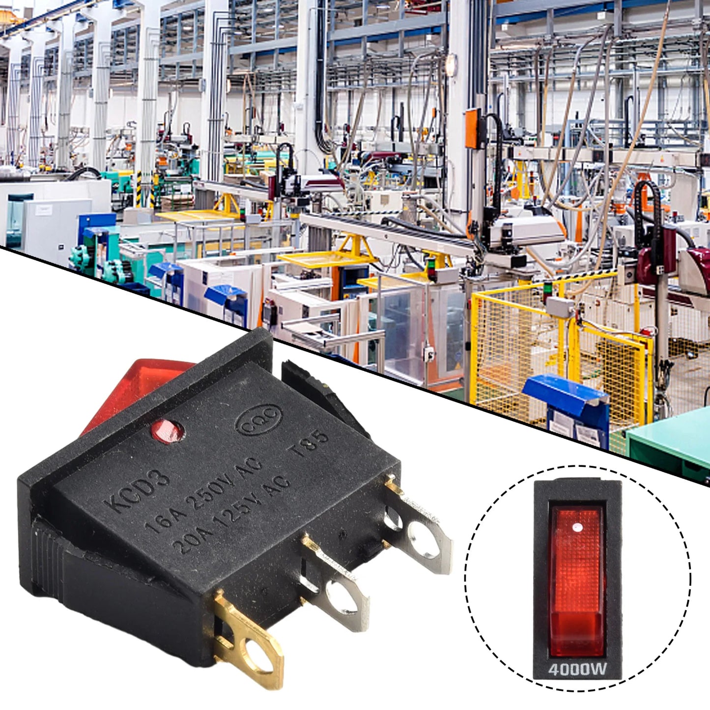 KCD3 Red Button On-Off 3Pin DPST Plastic And Metal Boat Car Rocker Switch 15A20A 250V125VAC 31x14x32mm Electrical Appliances