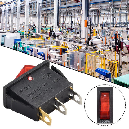 KCD3 Red Button On-Off 3Pin DPST Plastic And Metal Boat Car Rocker Switch 15A20A 250V125VAC 31x14x32mm Electrical Appliances