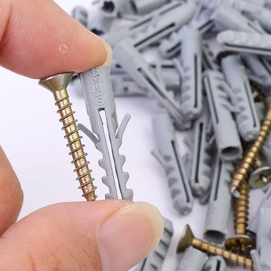 Plastic Expansion Tube Wall Anchors Fasteners Self-tapping Screw Pipe Drilling Plug Concrete Wall Plug Anchor Fasteners Bolt Kit
