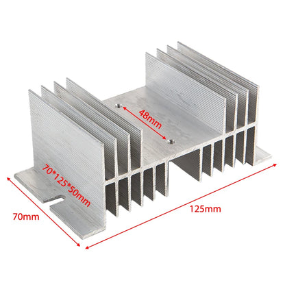 Aluminum SSR Heat Sink 50x125x70mm Solid State Relay Cooling Base