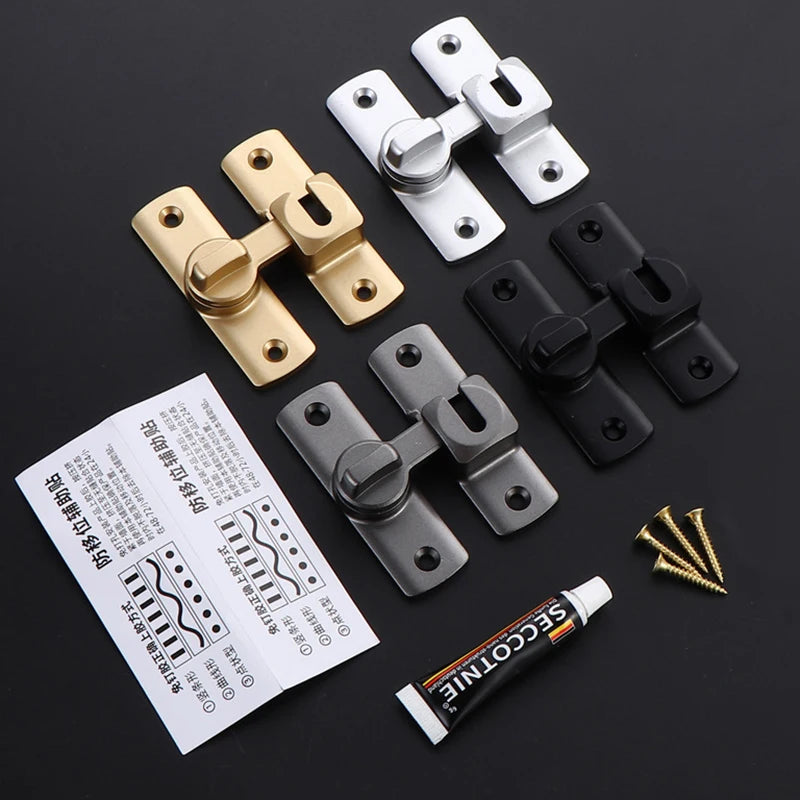 New Punch-free Hasp Latch Door Lock Black Cabinet Locks Kids Safety Lock  Sliding Door Anti-pried Hook Lock Hardware