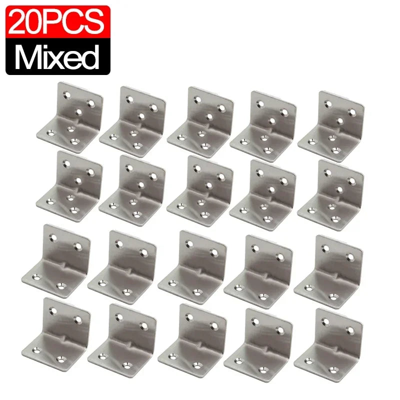 Universal Stainless Steel 90 Degree Corner Bracket Right Angle Fixed Bracket for Wood Furniture Bedframe Cabinet Accessories
