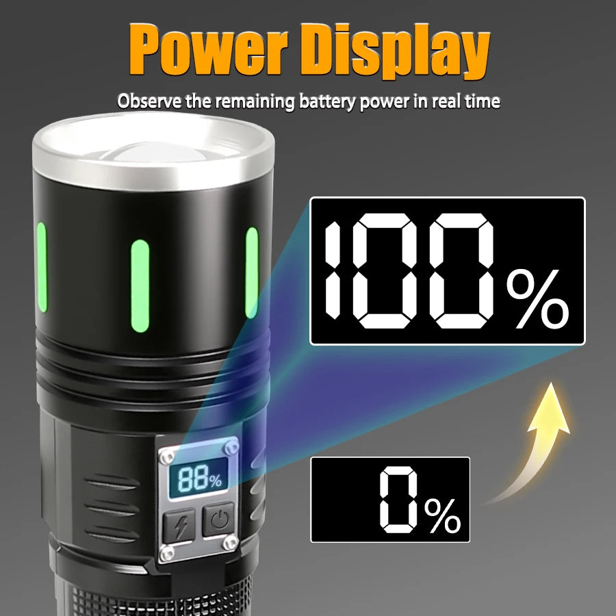 Super Powerful 19000000LM LED Flashlight Rechargeable Big Aperture Torch