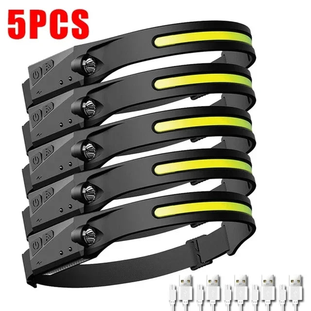 Portable LED Sensor Headlamp USB Rechargeable Built-in Battery