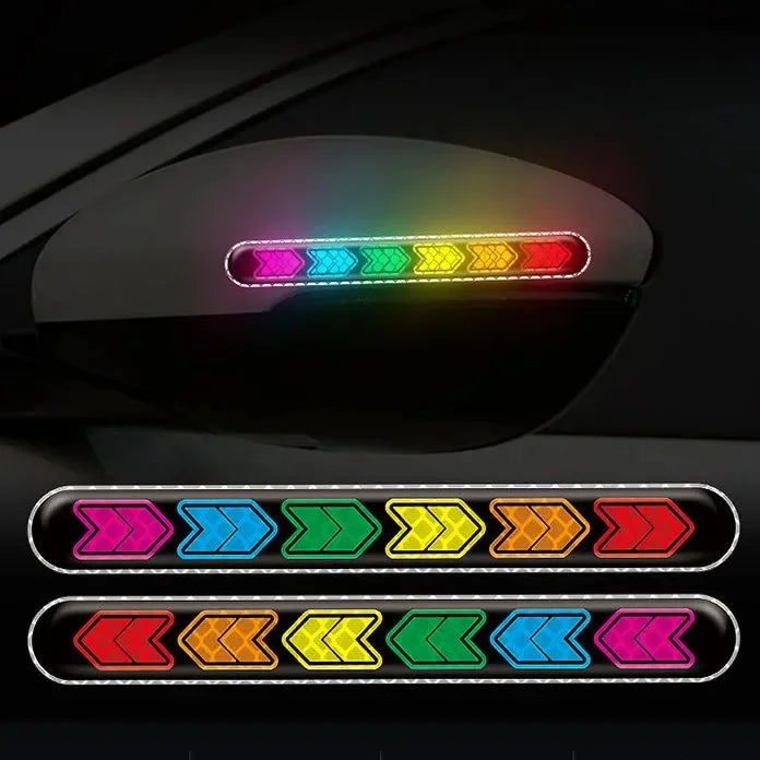 Car Reflective Mirror Safety Warning Stickers – Adhesive Reflective Tape for Auto Decor & DIY Styling (2pcs)