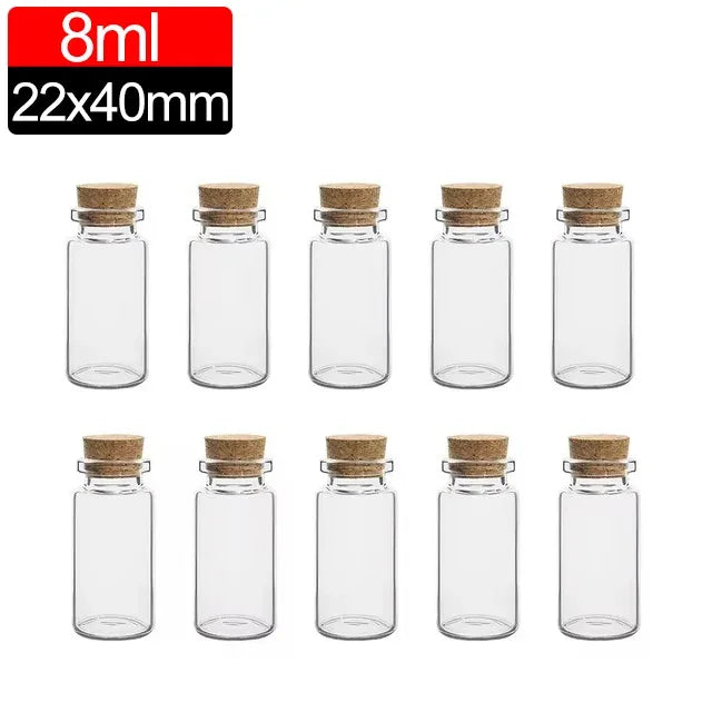 Mini Glass Bottles with Cork Stoppers DIY Wishing Vials 50/10PCS