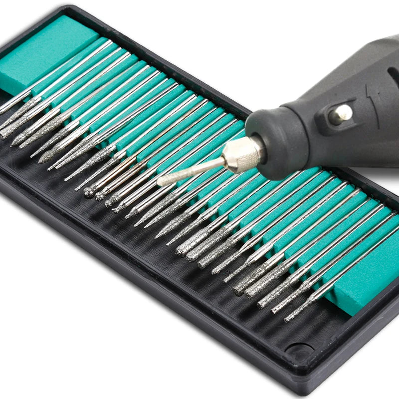 30pcs Diamond Grinding Burr Set 2.35/3mm Rotary Tool for Engraving & Polishing