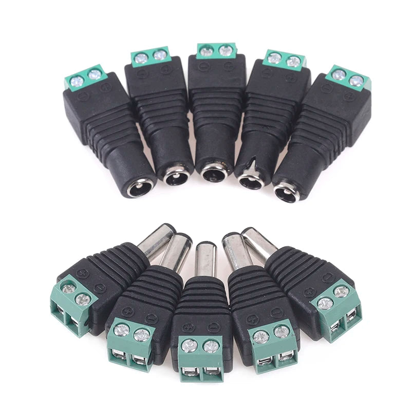 10pcs/5 Pairs 2.1x5.5mm DC Power Plug Jack Adapter Connector – Male and Female DC Power Adapter for CCTV, LED & Electronics