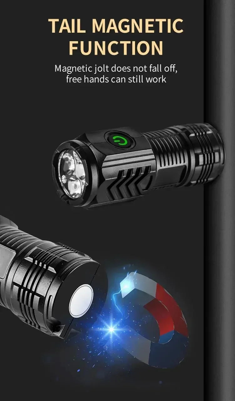 Rechargeable LED Pen Flashlight Mini Clip Waterproof Torch