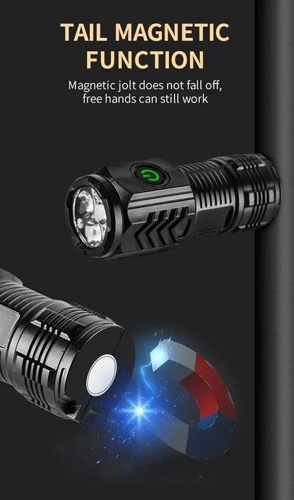 Rechargeable LED Pen Flashlight Mini Clip Waterproof Torch