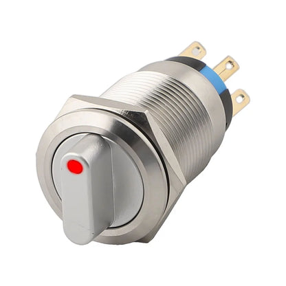Momentary Rotary Push Button Switch 19mm 3 Position 2NO2NC 36V Waterproof IP66 Rated Stainless Steel 304 Construction