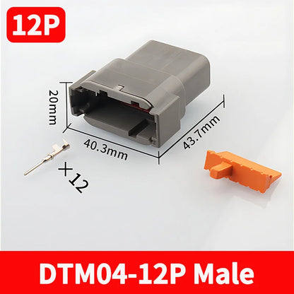 2-12 Pin Way Deutsch DTM Series Connector Male Female Docking Harness Plug 2P 3P 4P 6P 8P 12P DTM04-2P DTM06-2S